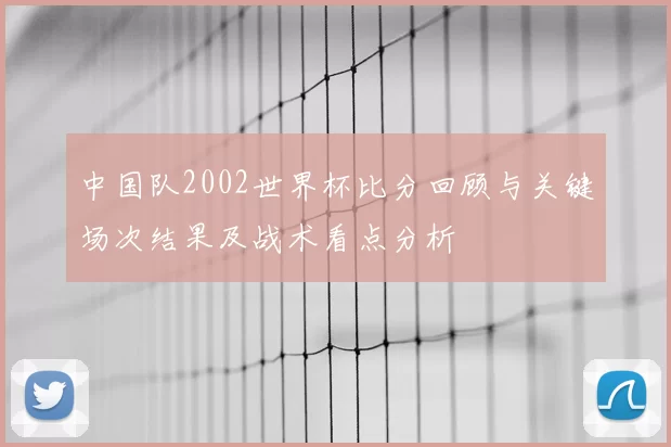 中国队2002世界杯比分回顾与关键场次结果及战术看点分析
